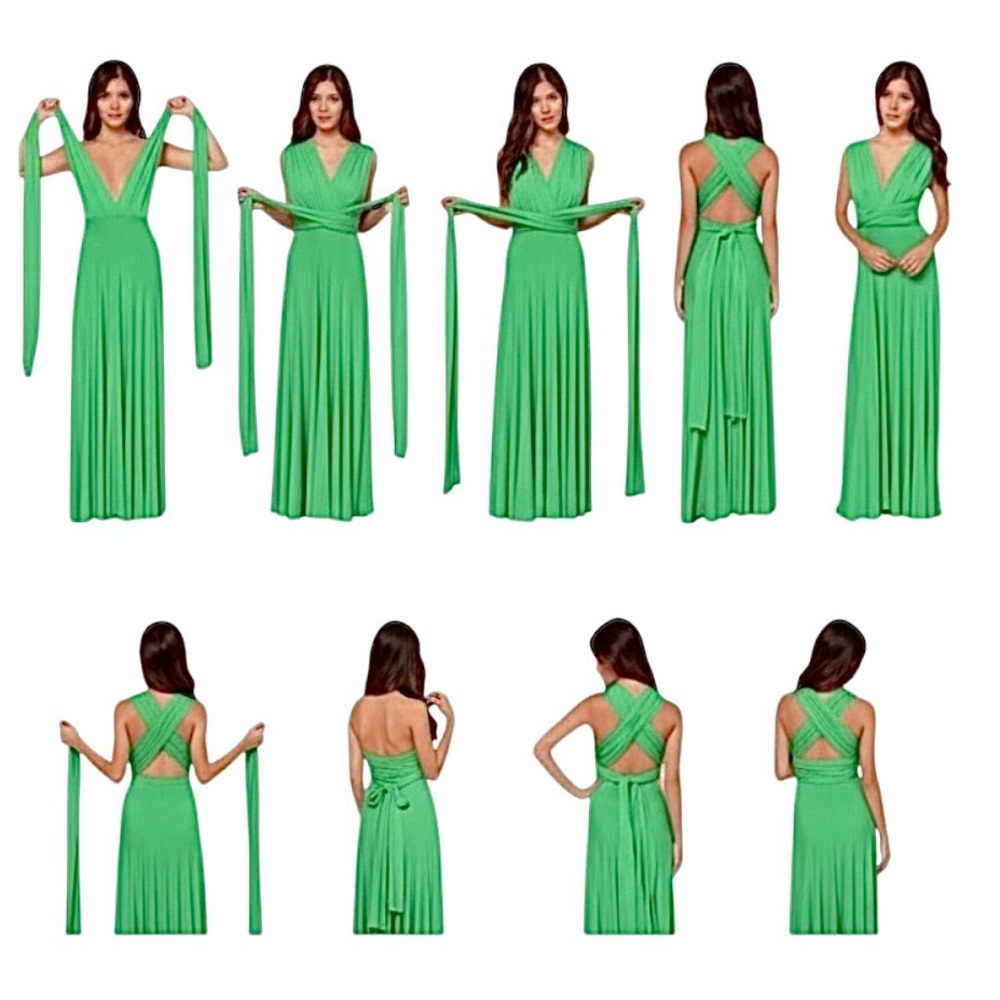 Vivian Diamond For Dessy Convertible Kelly Green Knit Dress Size L (See Photos)